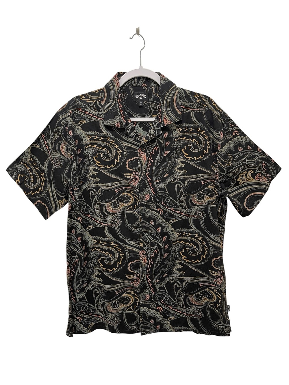 Billabong Vacay Shirt Dark Slate Vibrant Paisley Lightweight Short-Sleeve Men M